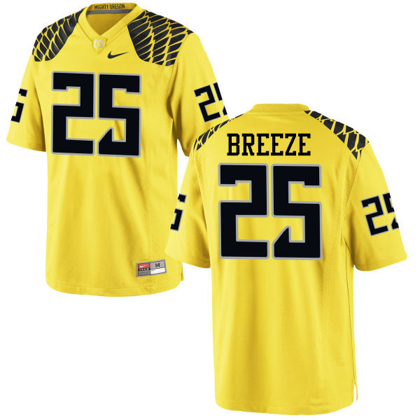 Men #25 Brady Breeze Oregon Ducks College Football Jerseys-Yellow - Click Image to Close